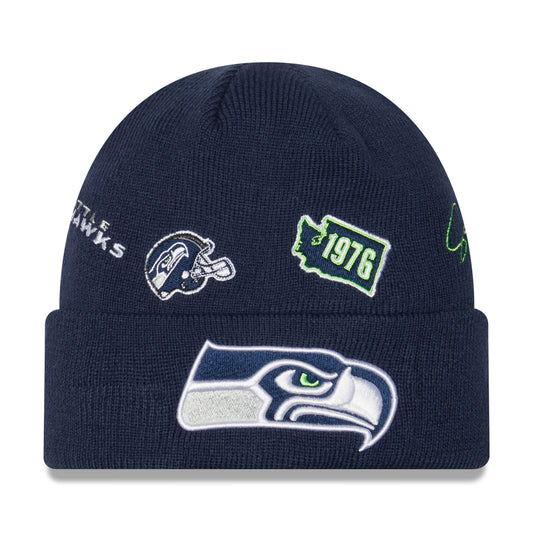 Men's New Era College Navy Seattle Seahawks Identity Cuffed Knit Hat