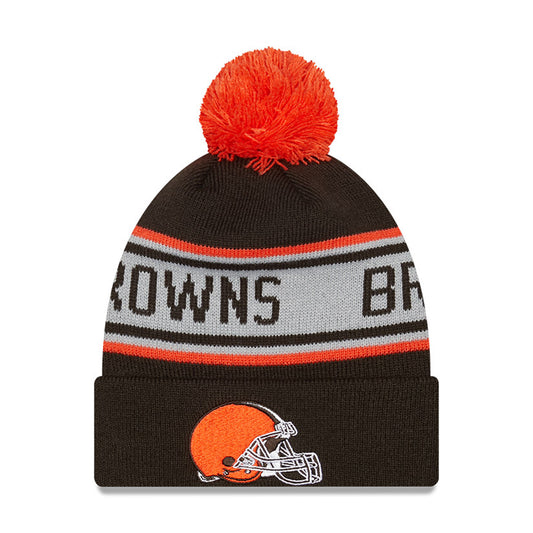 Preschool New Era Brown Cleveland Browns Repeat Cuffed Knit Hat with Pom