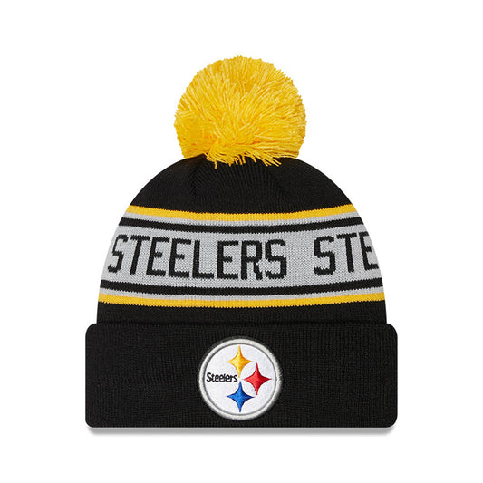 Preschool New Era Black Pittsburgh Steelers Repeat Cuffed Knit Hat with Pom