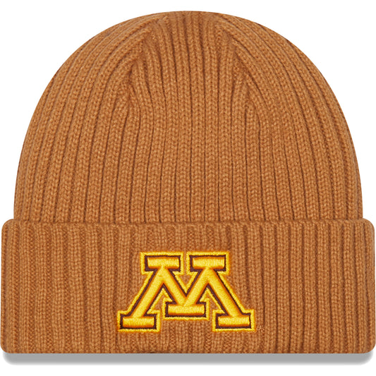 Men's New Era Light Brown Minnesota Golden Gophers Core Classic Cuffed Knit Hat