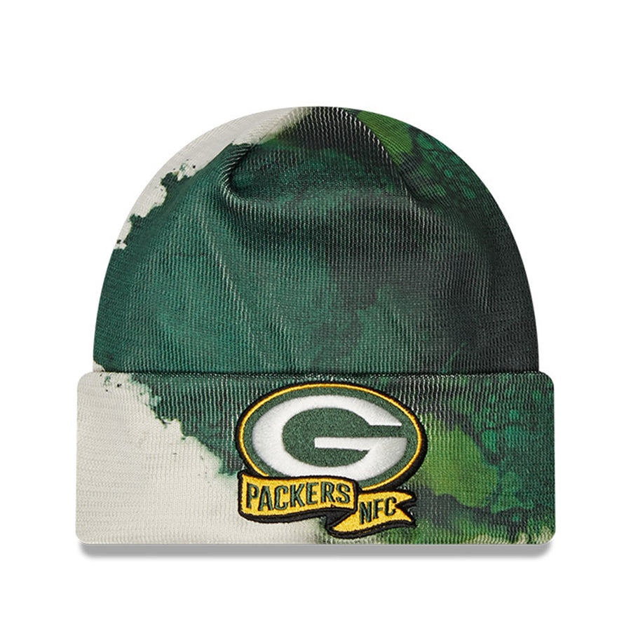 Men's New Era  Green Green Bay Packers 2022 Sideline Ink Dye Cuffed Knit Hat