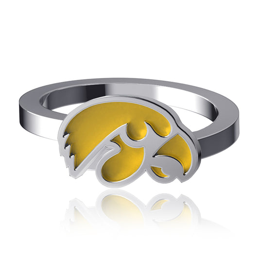 Dayna Designs Iowa Hawkeyes Bypass Enamel Silver Ring