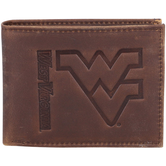 Brown West Virginia Mountaineers Bifold Leather Wallet