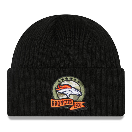 Youth New Era Black Denver Broncos 2022 Salute To Service Knit Hat