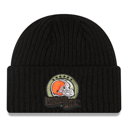 Youth New Era Black Cleveland Browns 2022 Salute To Service Knit Hat