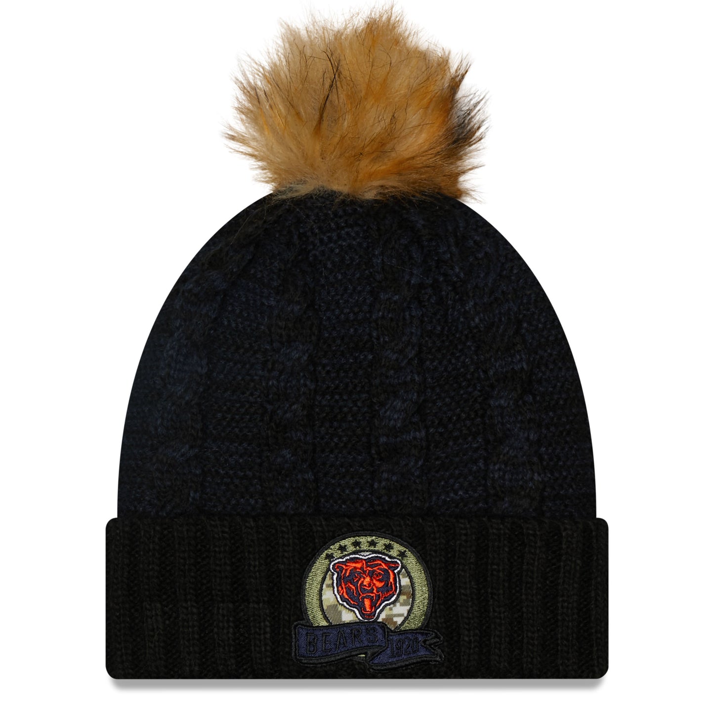 Women's New Era Black/Navy Chicago Bears 2022 Salute To Service Pom Knit Hat