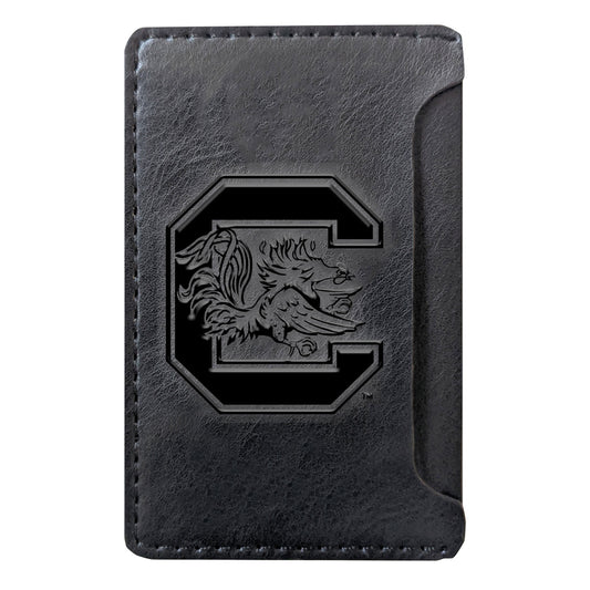 Black South Carolina Gamecocks Debossed Faux Leather Phone Wallet Sleeve