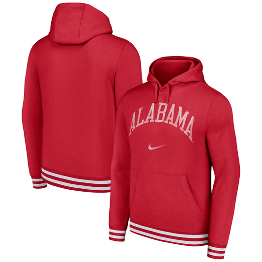 Men's Nike Crimson Alabama Crimson Tide Distressed Sketch Retro Fitted Pullover Hoodie