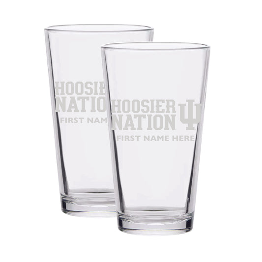 Indiana Hoosiers Two-Pack 16oz. Personalized Etched Team Pint Glass