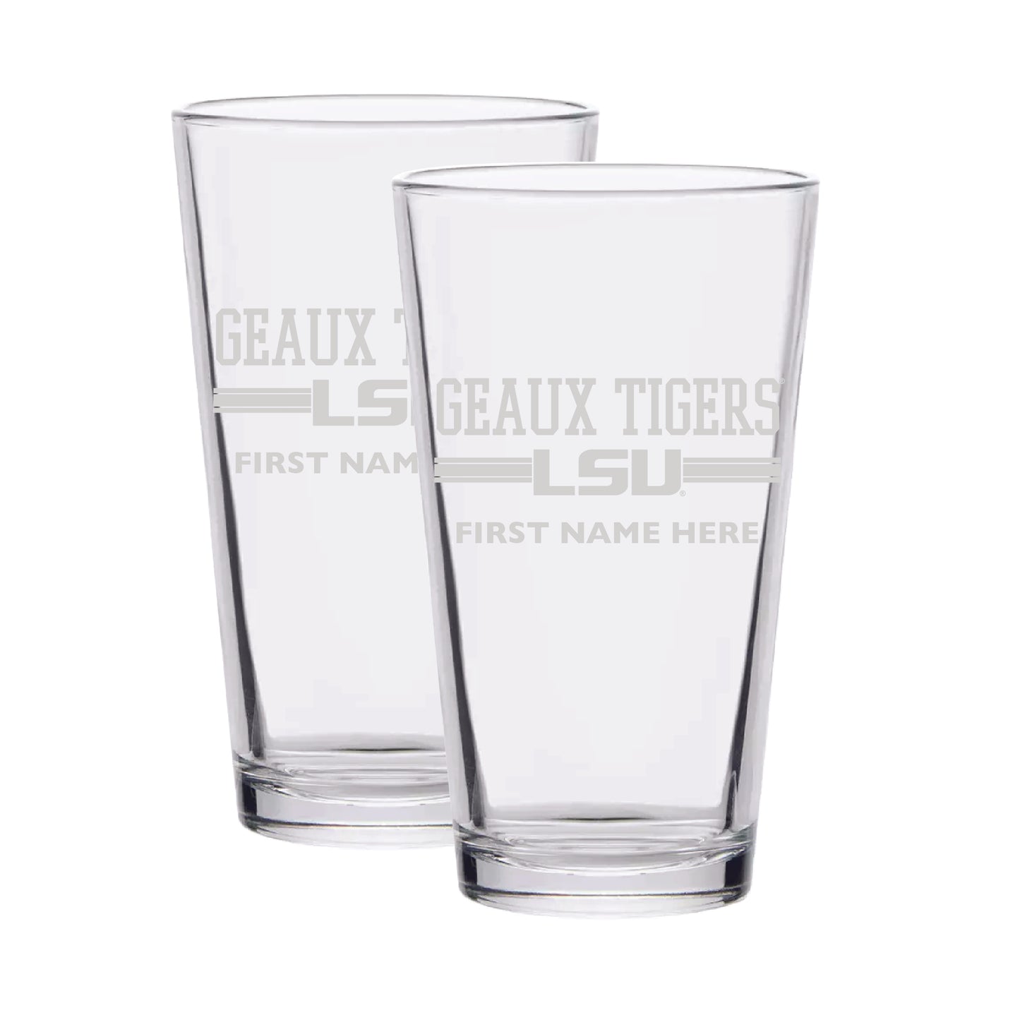 LSU Tigers Two-Pack 16oz. Personalized Etched Team Pint Glass