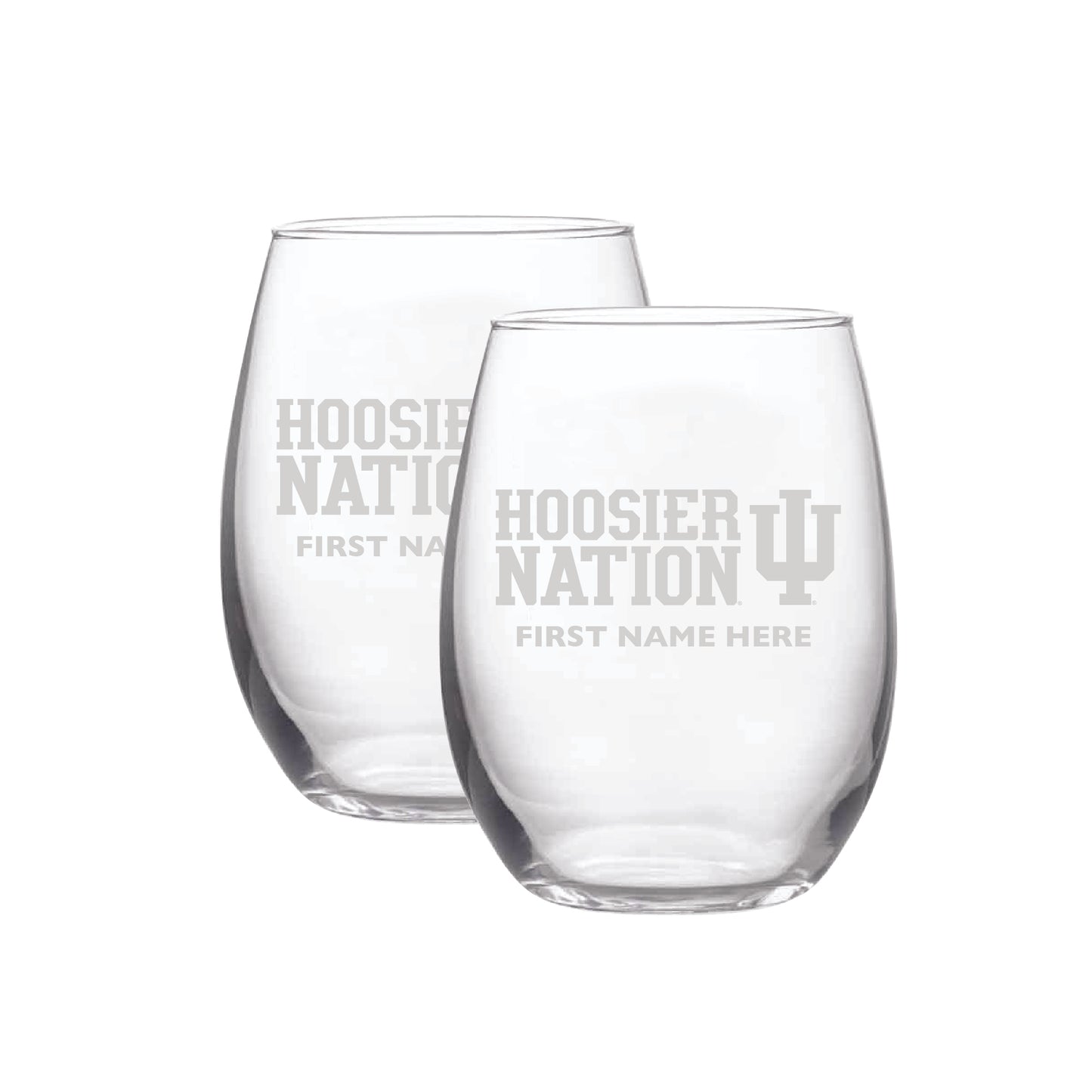 Indiana Hoosiers Two-Pack 21oz. Personalized Etched Stemless Wine Glass