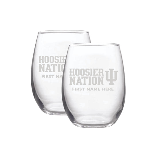 Indiana Hoosiers Two-Pack 21oz. Personalized Etched Stemless Wine Glass