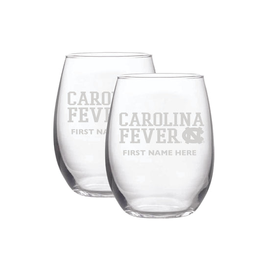 North Carolina Tar Heels Two-Pack 21oz. Personalized Etched Stemless Wine Glass