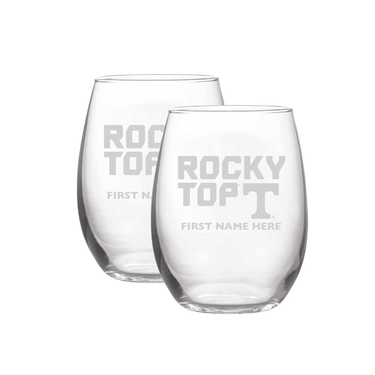 Tennessee Volunteers Two-Pack 21oz. Personalized Etched Stemless Wine Glass