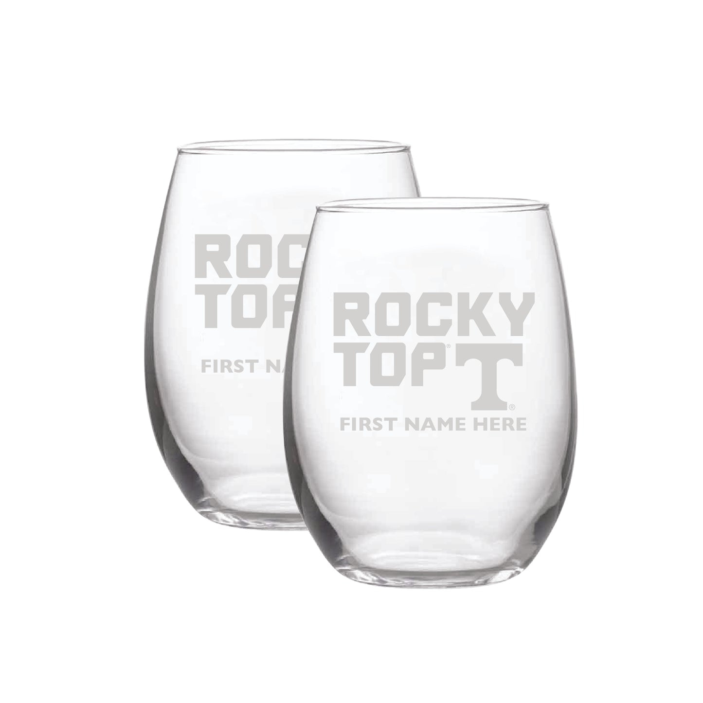 Tennessee Volunteers Two-Pack 21oz. Personalized Etched Stemless Wine Glass