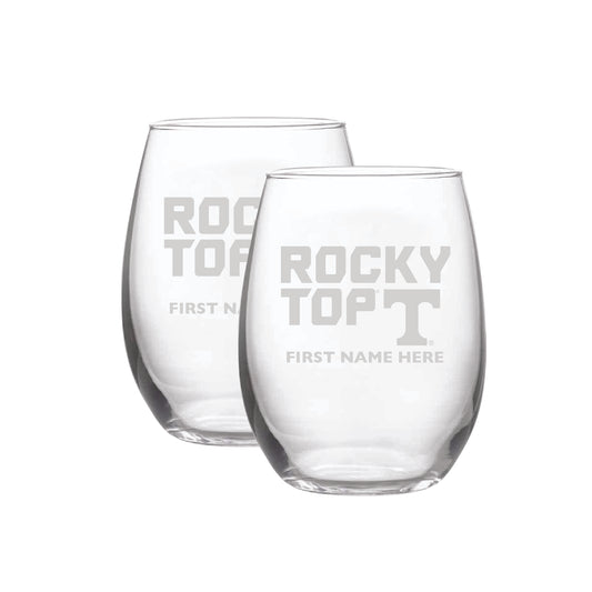 Tennessee Volunteers Two-Pack 21oz. Personalized Etched Stemless Wine Glass