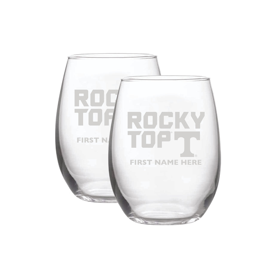 Tennessee Volunteers Two-Pack 21oz. Personalized Etched Stemless Wine Glass