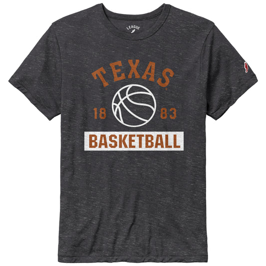 Men's League Collegiate Wear Heather Black Texas Longhorns Basketball Team Arch Victory Falls Tri-Blend T-Shirt