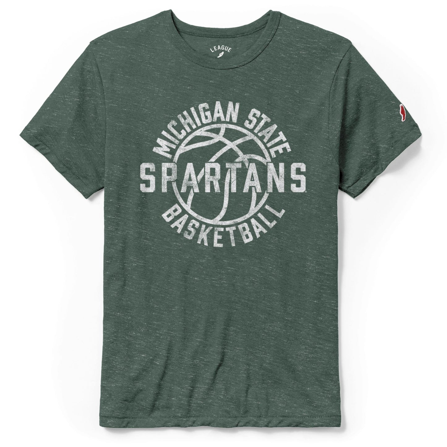 Men's League Collegiate Wear Heather Green Michigan State Spartans Basketball Team Victory Falls Tri-Blend T-Shirt