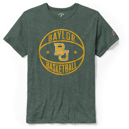 Men's League Collegiate Wear Heather Green Baylor Bears Basketball Victory Falls Tri-Blend T-Shirt