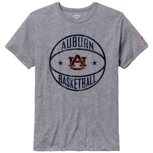 Men's League Collegiate Wear Heather Gray Auburn Tigers Basketball Victory Falls Tri-Blend T-Shirt