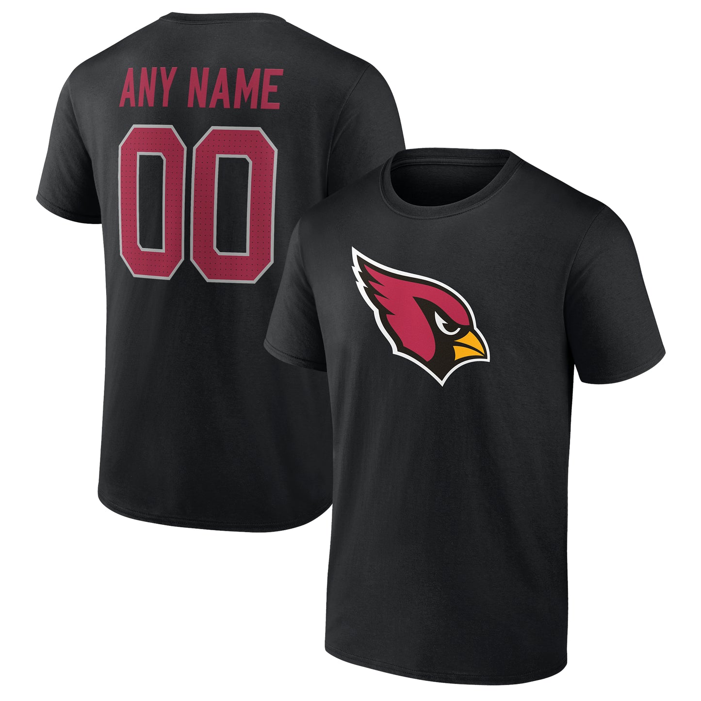 Men's Black Arizona Cardinals Team Authentic Personalized Name & Number T-Shirt