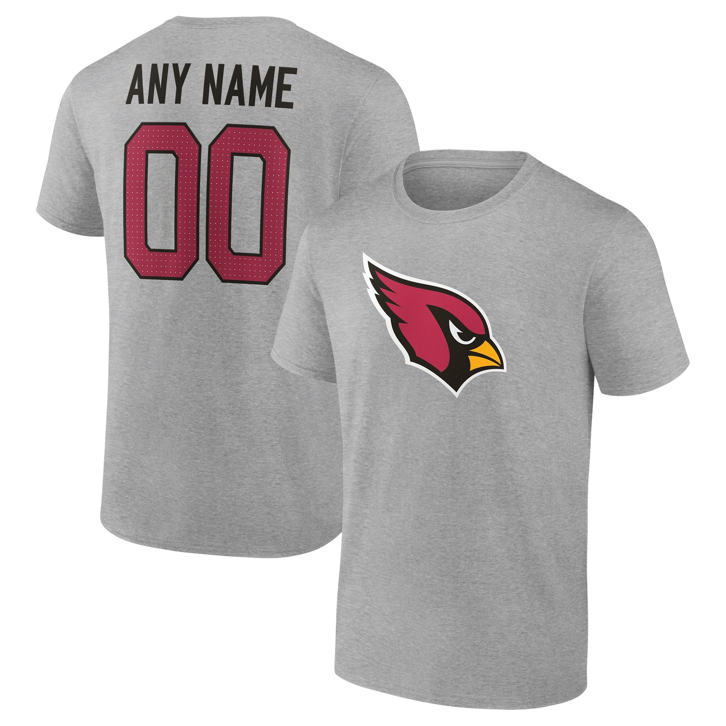 Men's Heathered Gray Arizona Cardinals Team Authentic Custom T-Shirt