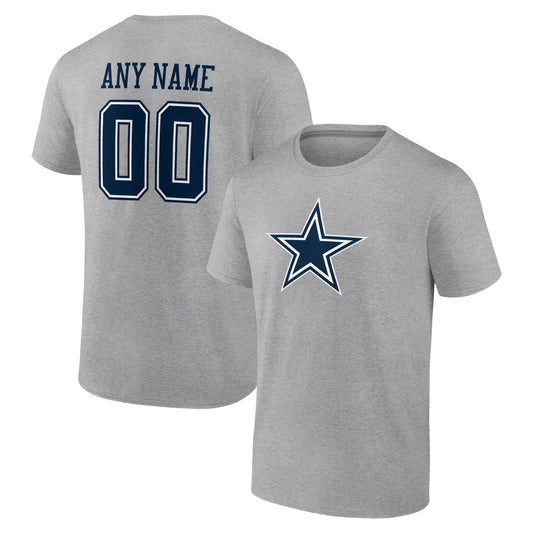 Men's Heathered Gray Dallas Cowboys Team Authentic Custom T-Shirt