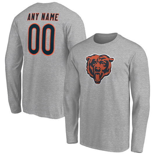 Men's Gray Chicago Bears Team Authentic Custom Long Sleeve T-Shirt