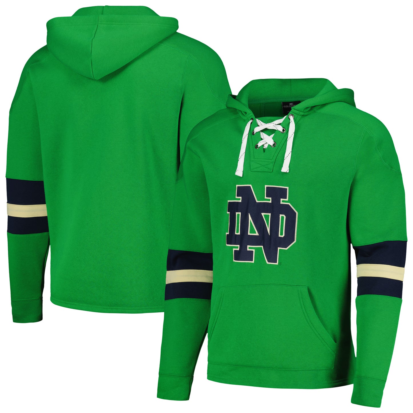 Men's Colosseum Green Notre Dame Fighting Irish Lace-Up 4.0 Pullover Hoodie