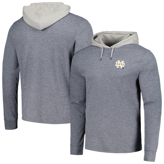 Men's Colosseum Navy Notre Dame Fighting Irish Ballot Waffle-Knit Thermal Long Sleeve Hoodie T-Shirt