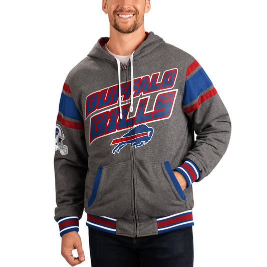 Men's G-III Sports by Carl Banks Royal/Gray Buffalo Bills Extreme Full Back Reversible Hoodie Full-Zip Jacket