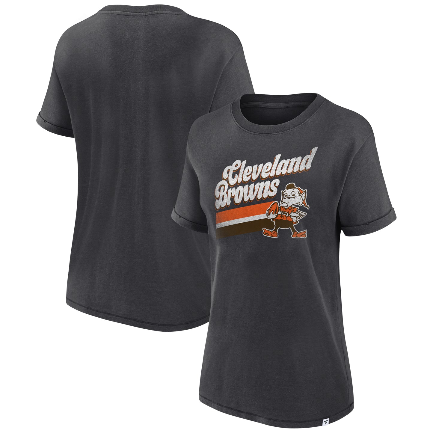 Women's Fanatics Charcoal Cleveland Browns Hit Snow Washed T-Shirt