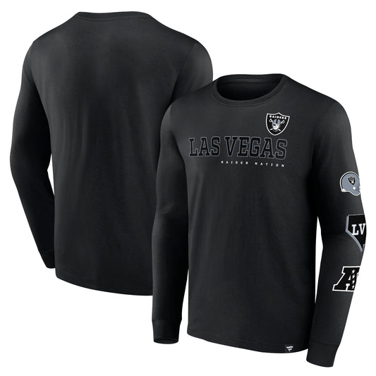 Men's Fanatics Black Las Vegas Raiders High Whip Pitcher Long Sleeve T-Shirt