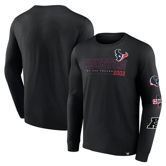 Men's Fanatics Black Houston Texans High Whip Pitcher Long Sleeve T-Shirt