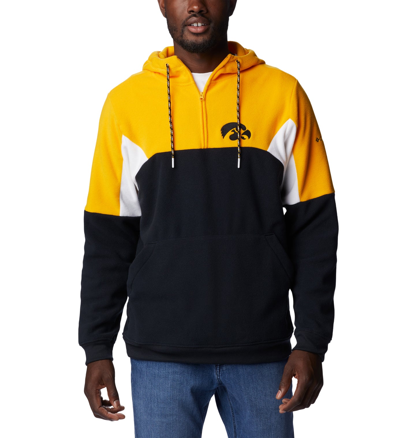 Men's Columbia Black Iowa Hawkeyes Lodge Quarter-Zip Hoodie