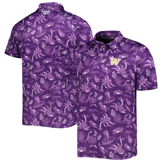 Men's Columbia Purple Washington Huskies Super Terminal Tackle Omni-Shade Polo