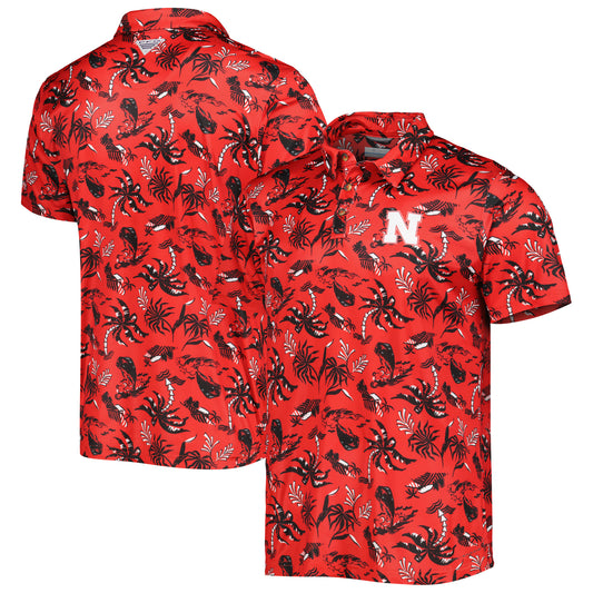 Men's Columbia Scarlet Nebraska Huskers Super Terminal Tackle Omni-Shade Polo