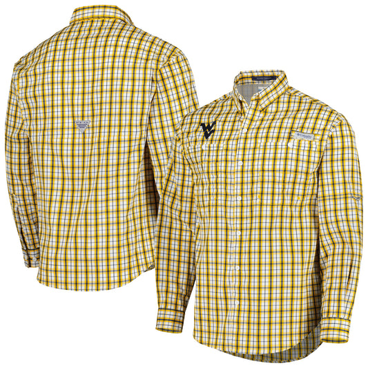 Men's Columbia Gold West Virginia Mountaineers Super Tamiami Omni-Wick Long Sleeve Button-Down Shirt