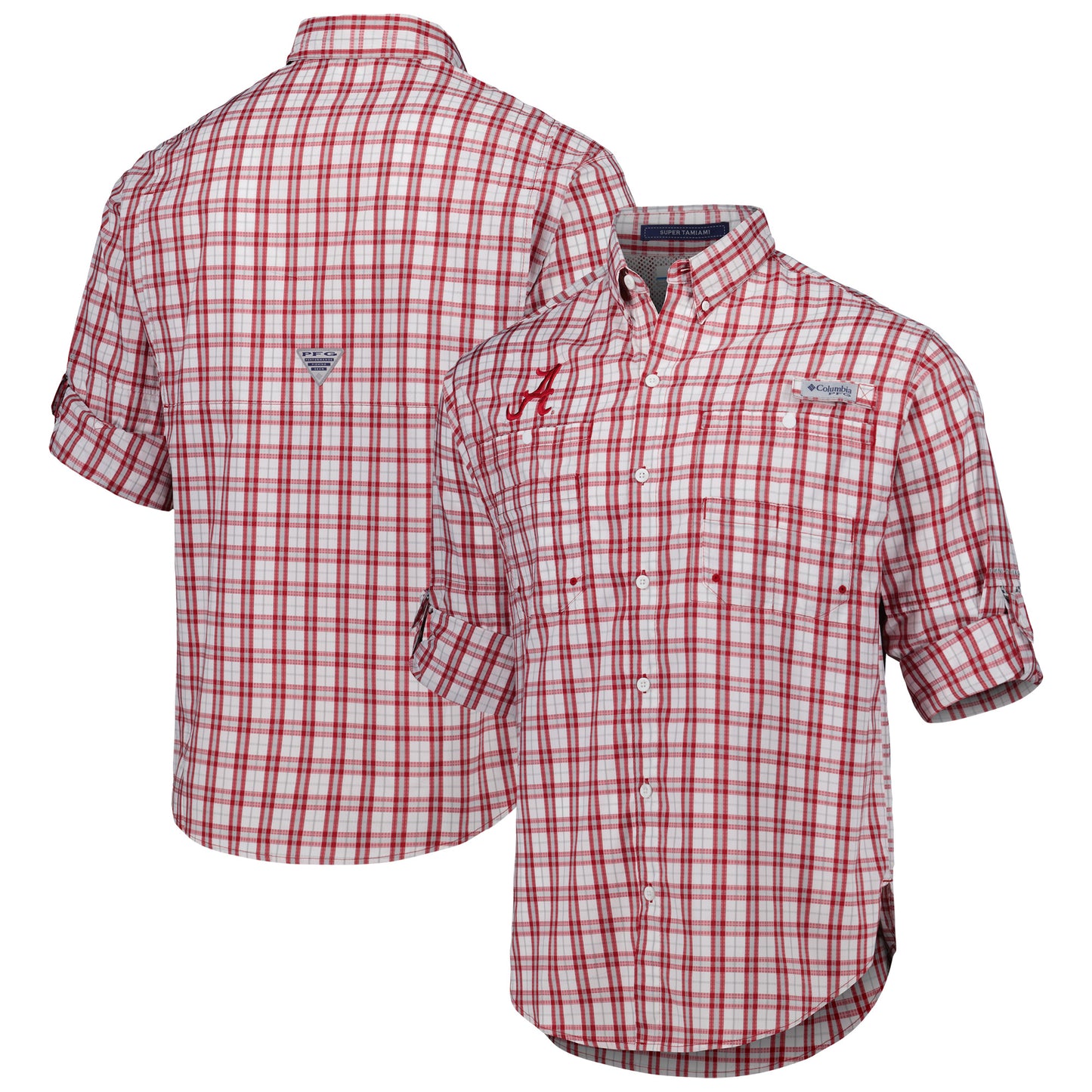 Men's Columbia Crimson Alabama Crimson Tide Super Tamiami Omni-Wick Long Sleeve Button-Down Shirt