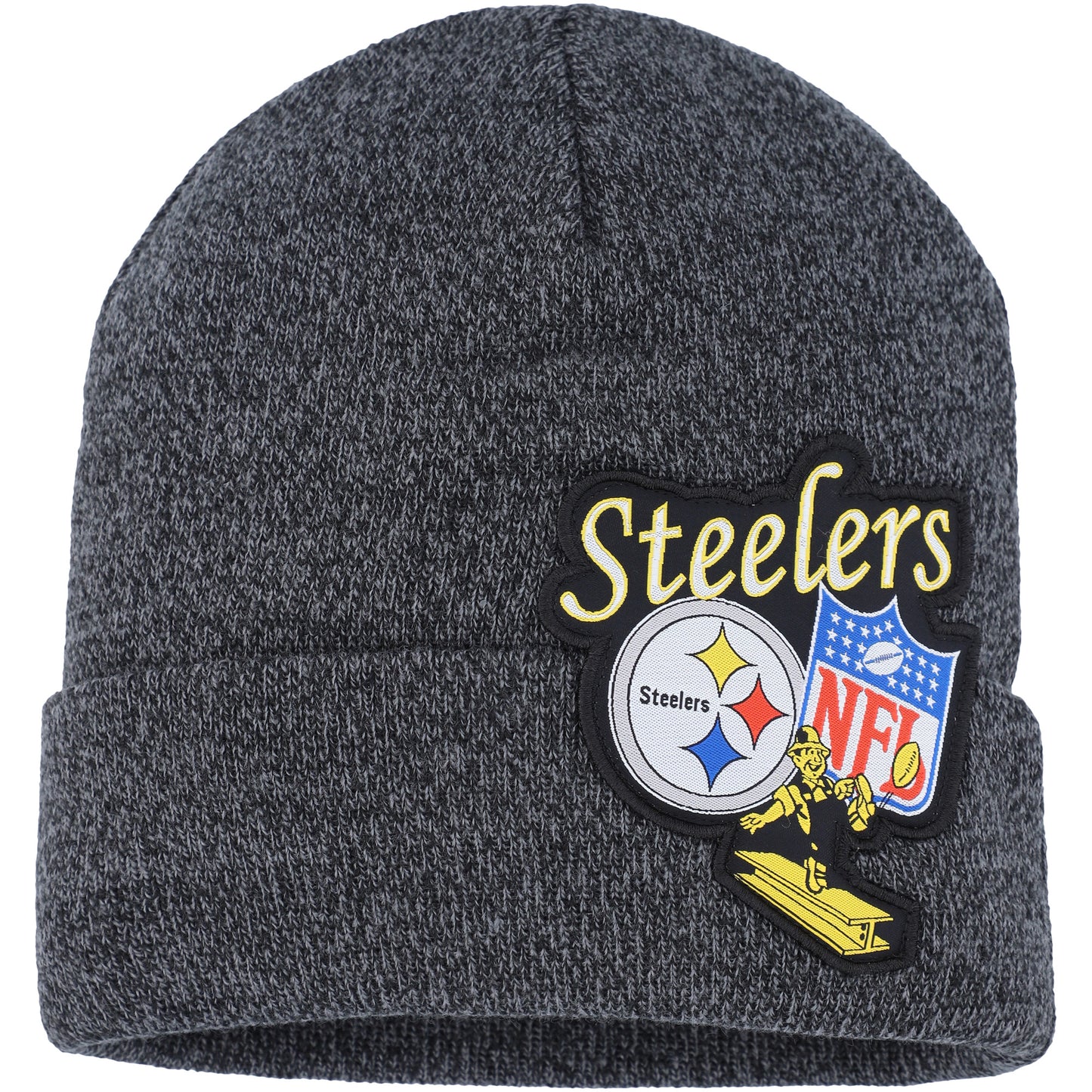 Youth Mitchell & Ness Black Pittsburgh Steelers XL Logo Cuffed Knit Hat