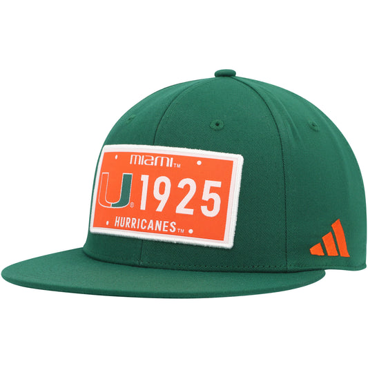 Men's adidas  Green Miami Hurricanes Established Snapback Hat