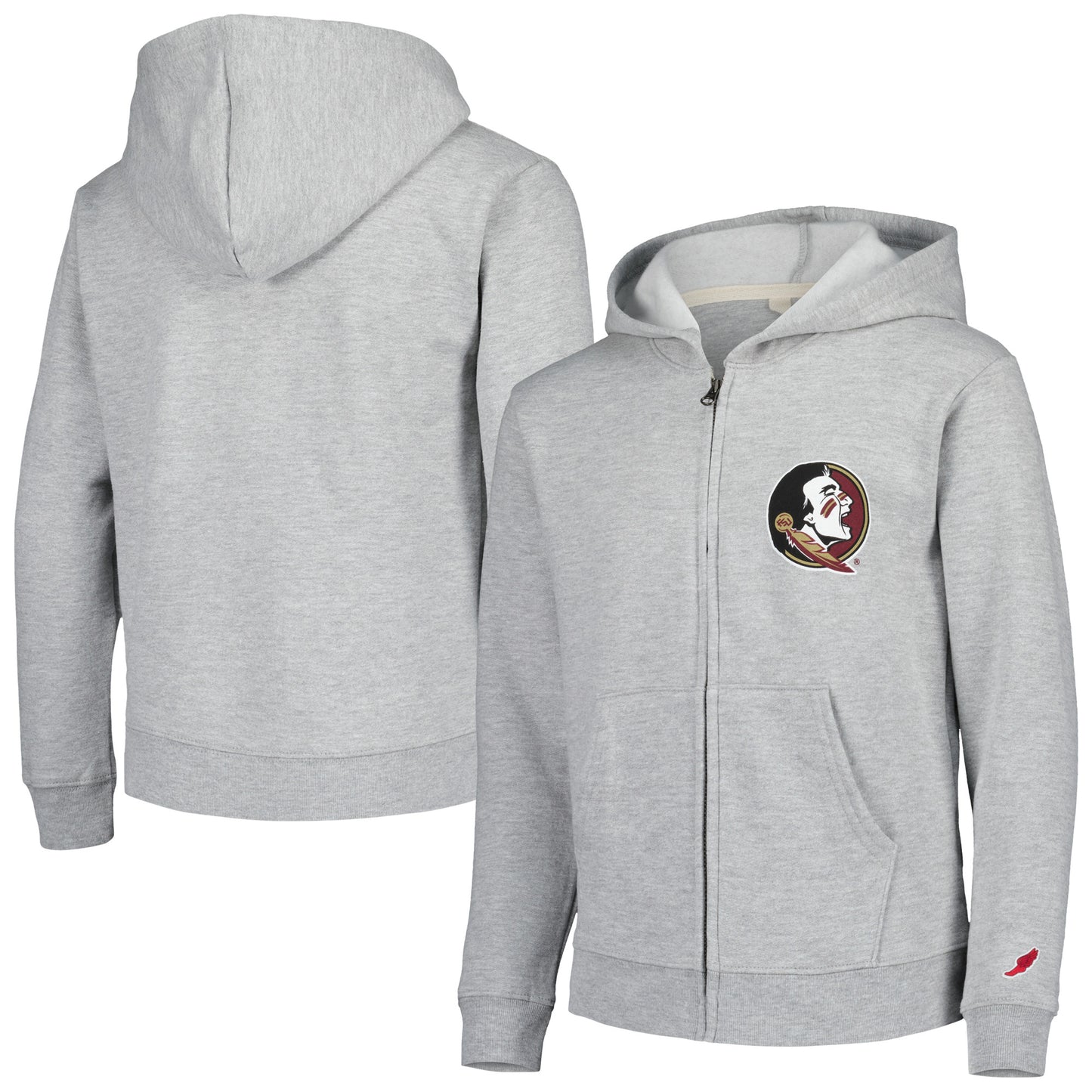 Youth League Collegiate Wear Heather Gray Florida State Seminoles Full-Zip Hoodie