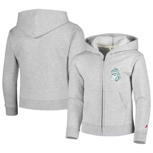 Youth League Collegiate Wear Heather Gray Michigan State Spartans Full-Zip Hoodie