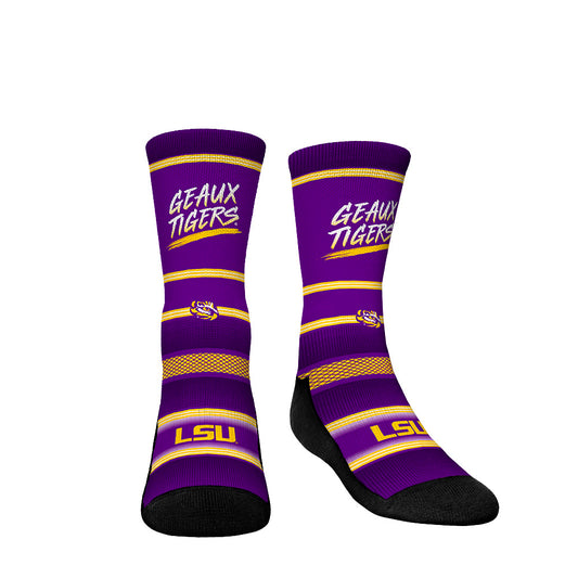 Youth Rock Em Socks LSU Tigers Team Slogan Crew Socks