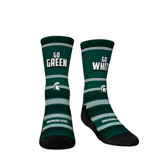 Youth Rock Em Socks Michigan State Spartans Team Slogan Crew Socks