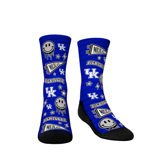 Youth Rock Em Socks Kentucky Wildcats Smiley Stickers Crew Socks