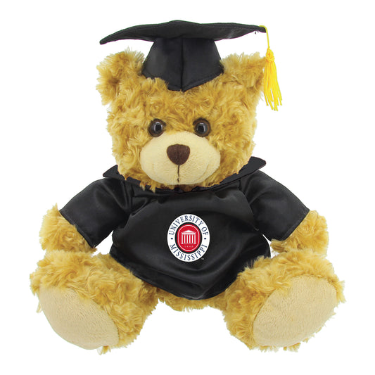 Black/Brown Ole Miss Rebels 12'' Graduation Plush Bear