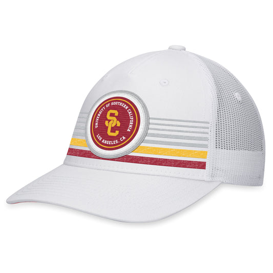 Men's Top of the World White USC Trojans Top Trace Trucker Snapback Hat