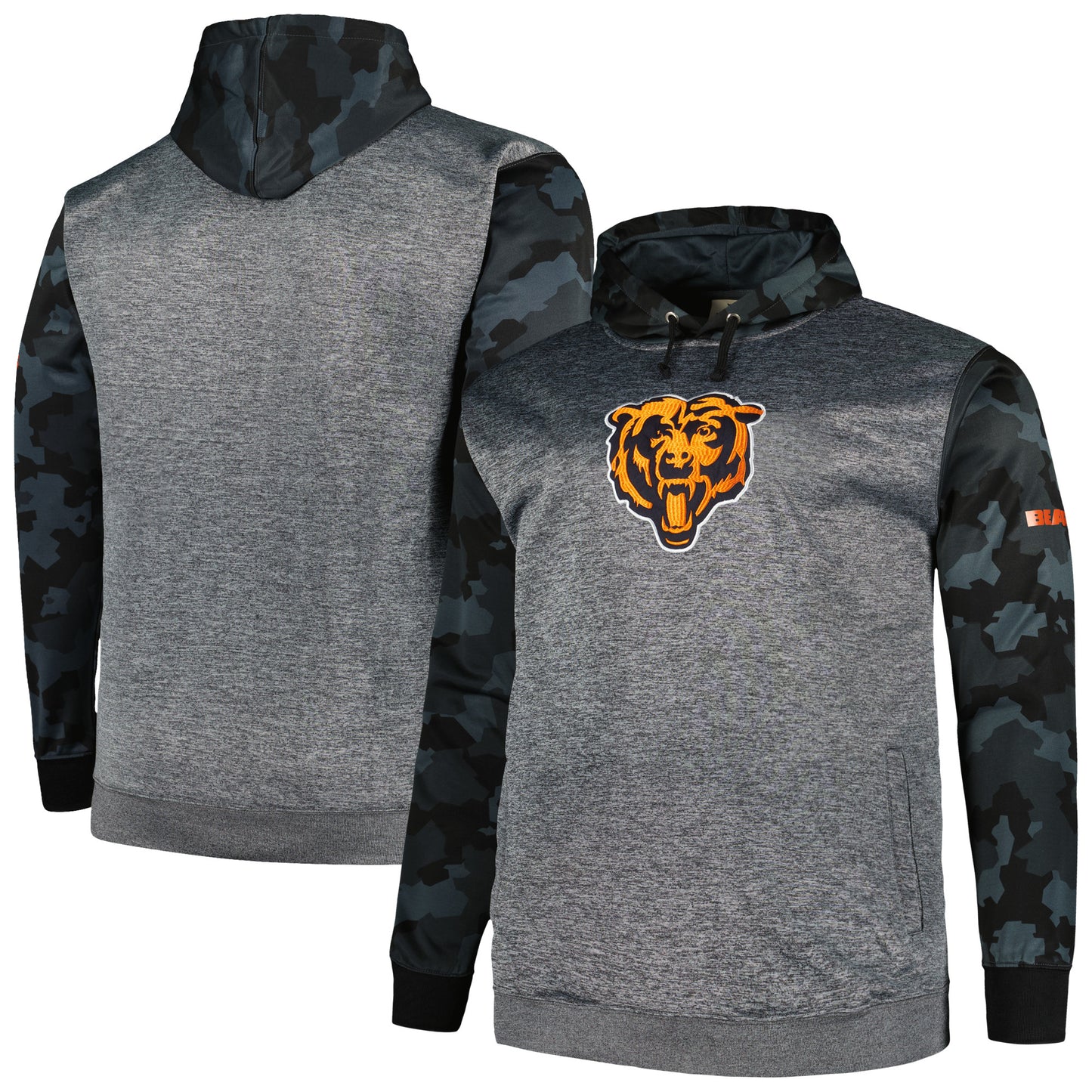 Men's Fanatics Heather Charcoal Chicago Bears Big & Tall Camo Pullover Hoodie